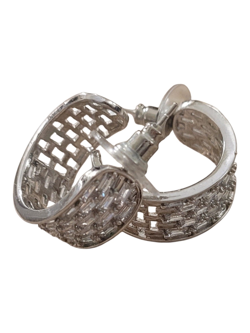 Silver Pavé Hoop Earrings